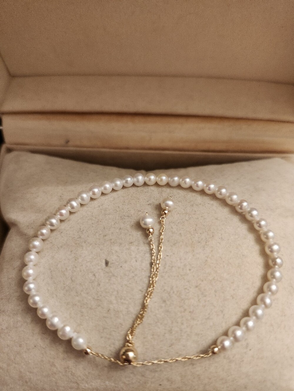 Dainty Pearl Chain Bracelets 14K Gold Bracelet for Women Adjustable Baroque Cult